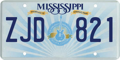 MS license plate ZJD821