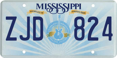 MS license plate ZJD824