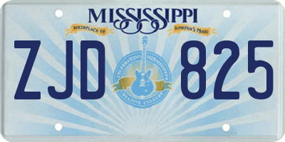 MS license plate ZJD825