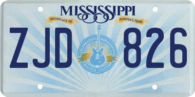 MS license plate ZJD826