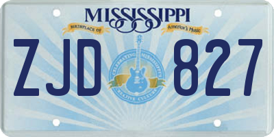 MS license plate ZJD827