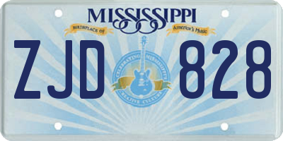MS license plate ZJD828