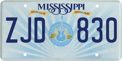 MS license plate ZJD830