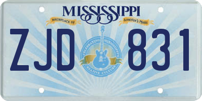 MS license plate ZJD831