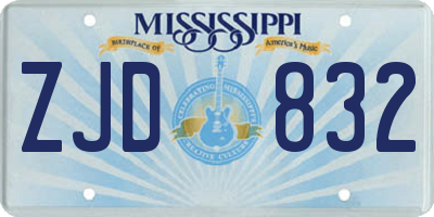 MS license plate ZJD832