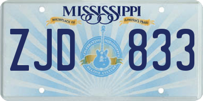 MS license plate ZJD833