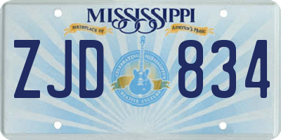 MS license plate ZJD834