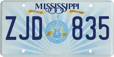 MS license plate ZJD835