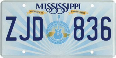MS license plate ZJD836