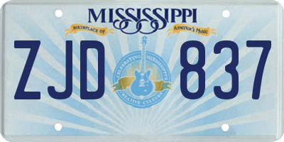 MS license plate ZJD837
