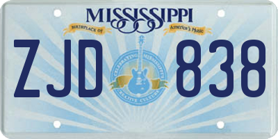 MS license plate ZJD838