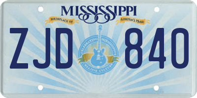 MS license plate ZJD840
