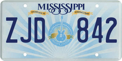MS license plate ZJD842