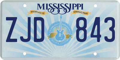 MS license plate ZJD843