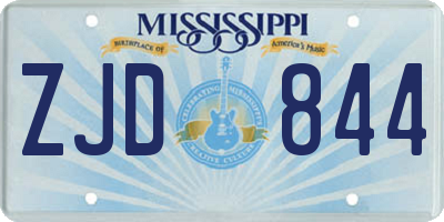 MS license plate ZJD844
