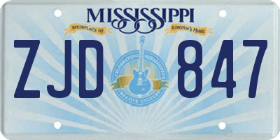 MS license plate ZJD847