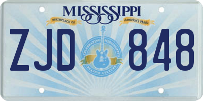 MS license plate ZJD848