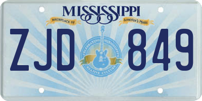 MS license plate ZJD849