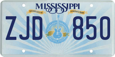 MS license plate ZJD850