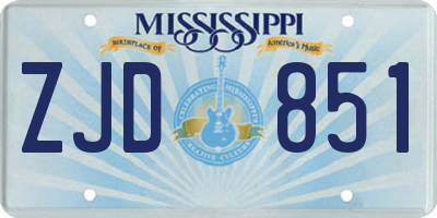 MS license plate ZJD851