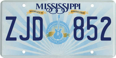 MS license plate ZJD852