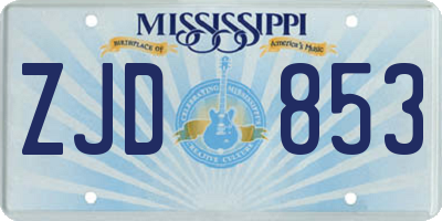 MS license plate ZJD853