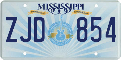MS license plate ZJD854