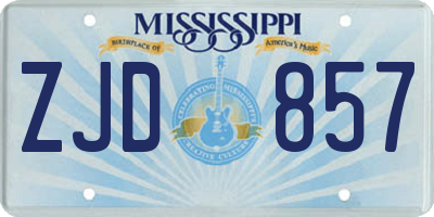 MS license plate ZJD857