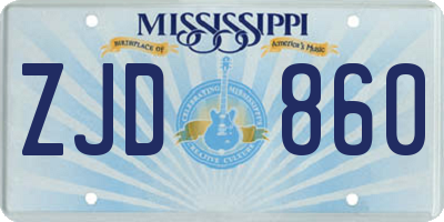MS license plate ZJD860