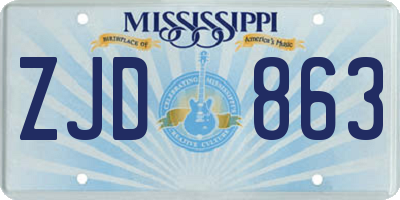 MS license plate ZJD863