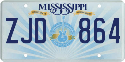 MS license plate ZJD864