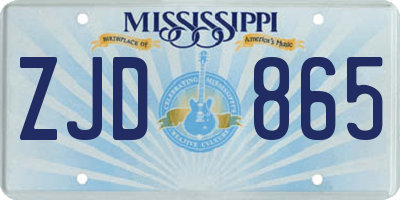 MS license plate ZJD865