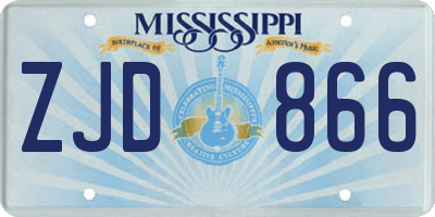 MS license plate ZJD866