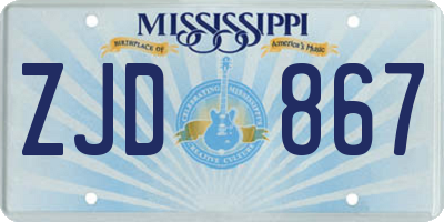 MS license plate ZJD867