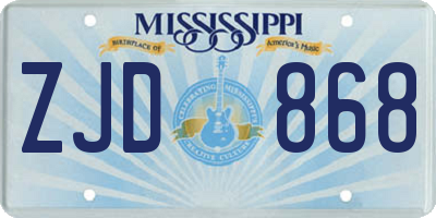 MS license plate ZJD868