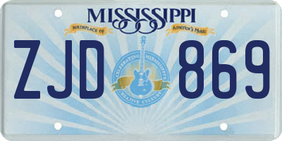 MS license plate ZJD869