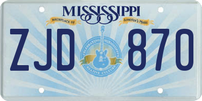 MS license plate ZJD870