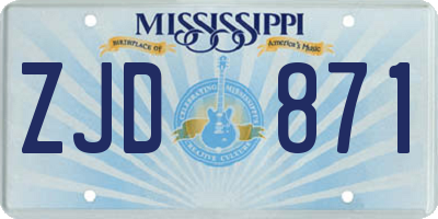 MS license plate ZJD871