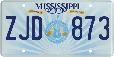 MS license plate ZJD873