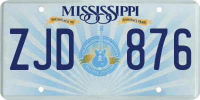 MS license plate ZJD876