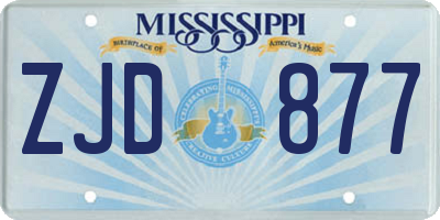 MS license plate ZJD877