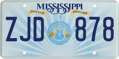MS license plate ZJD878