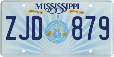 MS license plate ZJD879