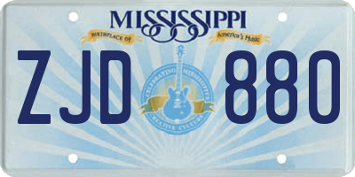 MS license plate ZJD880