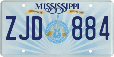 MS license plate ZJD884