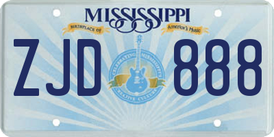 MS license plate ZJD888