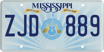 MS license plate ZJD889