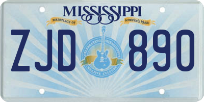 MS license plate ZJD890