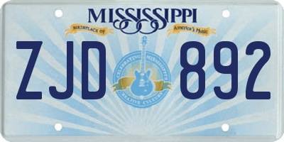MS license plate ZJD892