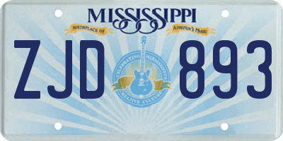 MS license plate ZJD893
